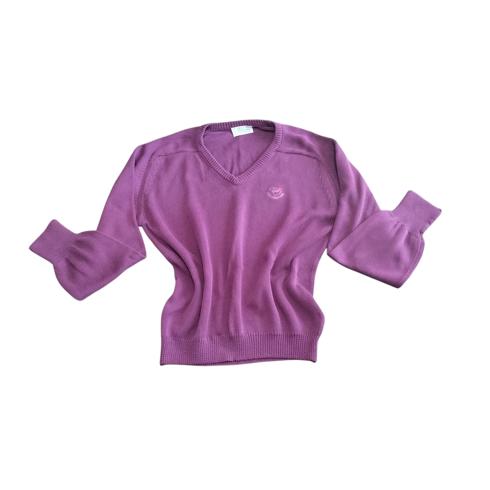 Vintage Lady Pickering V- Neck Surf Golf Beach Club Sweater Sz M Women Purple